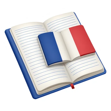 open notebook with French flag on the page sticker