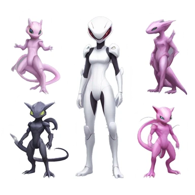 White body, Anthro-Sona-Lizard-Alien-Salazzle-Mew-Mewtwo-Fakémon, with pink eyes, with a futuristic visor-helmet, wearing a techwear-suit, Full Body sticker