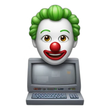 apple computer with clown facepaint sticker