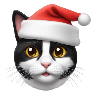 Black and white cat with Santa hat sticker
