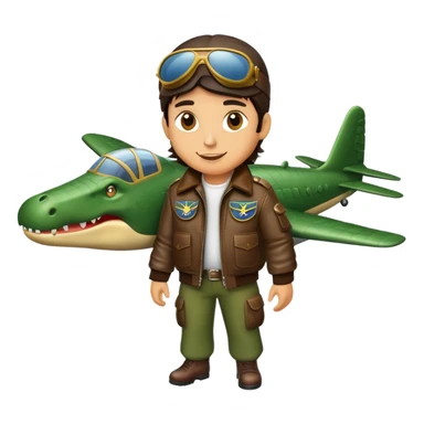 Crocodile pilot flying a bomber plane sticker