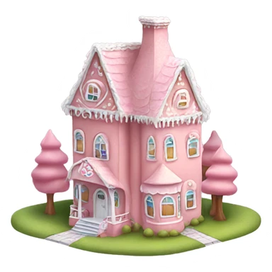 Cute pastel pink gingerbread house mansion sticker