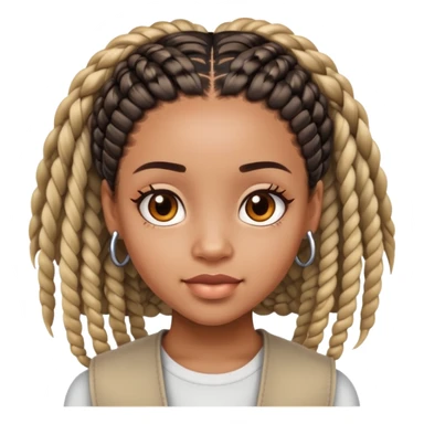 Light skin black girl with box braids sticker