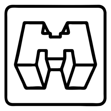 Minecraft logo inspired icon, outlined style, no fill sticker