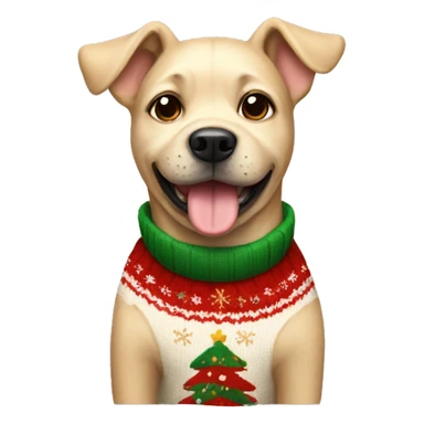 Beige dog wearing a Christmas sweater  sticker
