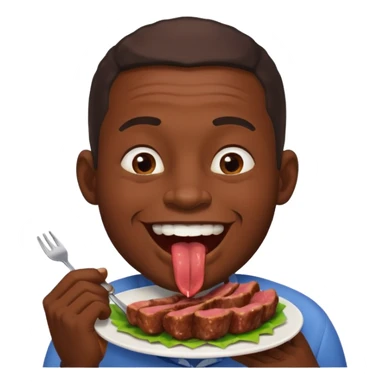 An African man eating meat and laughing  sticker