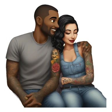 Romantic movie theater date for beautiful tattooed couple sticker