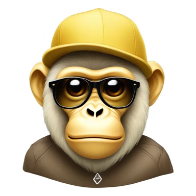 light yellow gorilla tag monkey with beanie  hat and triangle sunglasses sticker