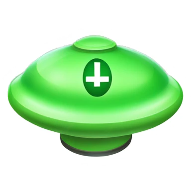 green check mark on a flying saucer sticker
