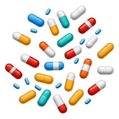Medicine pills and capsules floating or flying in the air sticker