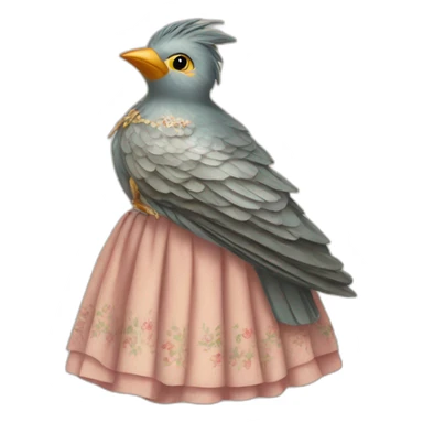 Cuckoo bird wearing a vintage dress sticker