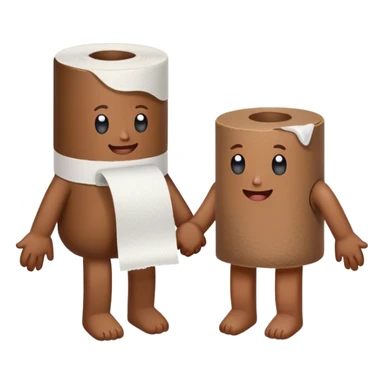 poop and toilet paper holding hands sticker