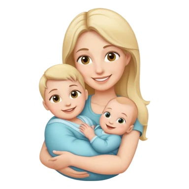 mom holding her baby, smiling faces sticker
