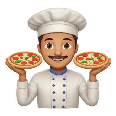 smiling Italian chef spinning pizza dough sticker