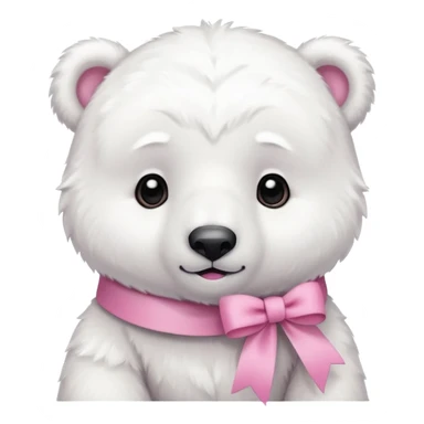 baby white polar bear with pink ribbon sticker