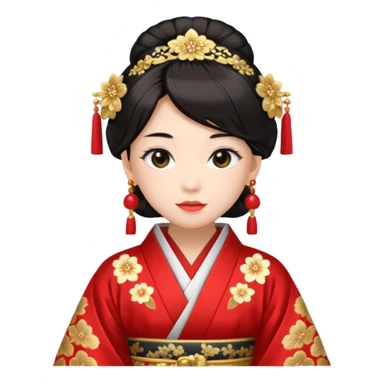 Japanese Princess with in red ceremonial robe kimono sticker