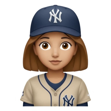 Latina girl short light brown hair wearing New York Yankees hat and jersey  sticker