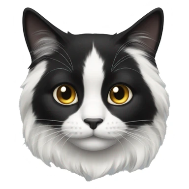 black and white cat long haired sticker