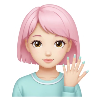 Minimalist kawaii female nail artist, standing alone, simple and clean design, pastel colors, delicate and charming, high-resolution, single subject only sticker