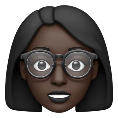 Minimalist flat vector icon, iOS style, thin black outline on a white background. Human silhouette. Black, completely monochrome, matte. Impersonal, no eye sockets, no hair. Wearing glasses. sticker