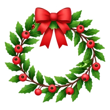 Christmas wreath with red berries and red bow sticker