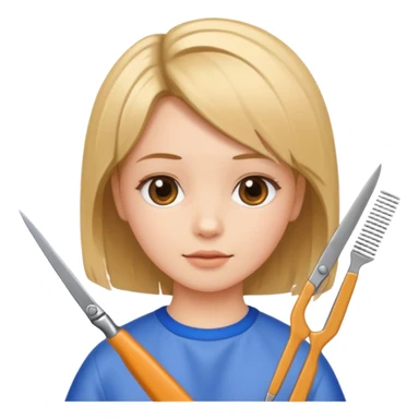 girl getting haircut sticker