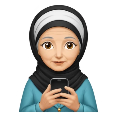 persian old woman with smartphone, half body sticker