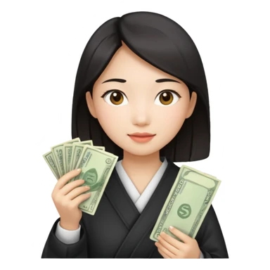 Hot Asian girl with money  sticker