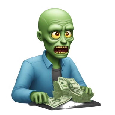 Un zombie contando dinero sticker