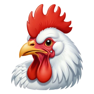 Cinematic Cute Yawning White Rooster Portrait Emoji, Head tilted slightly with a dramatic, wide-open yawn, showcasing a soft, downy white plumage with a crisp red comb and drooping wings, round eyes barely open in drowsy contentment, Simplified yet irresistibly adorable features, highly detailed, glowing with a soft, cozy glow, high shine, relaxed yet expressive, stylized with a touch of whimsy, bright and endearing, soft glowing outline, capturing the essence of a sleepy yet affectionate rooster, so drowsy it feels like it could stretch out of the screen and curl up for a nap! sticker