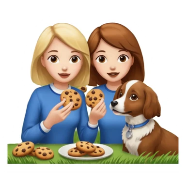 Ein Pferd ein Hund zwei Frauen essen Kekse  sticker