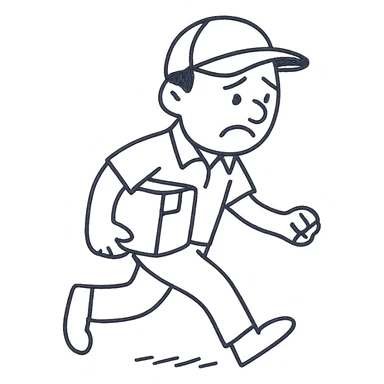 emoji of delivery man is going somewhere to the right , he is sad, he is dressed in work uniform sticker
