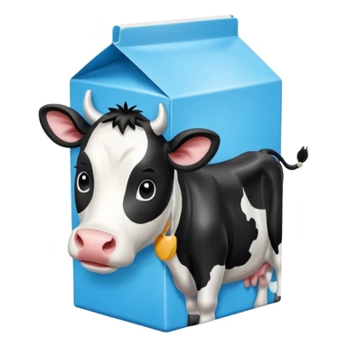 Milk Carton with cute black and white cow on it sticker