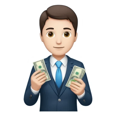 CEO with money in his hands donating to hospital sticker