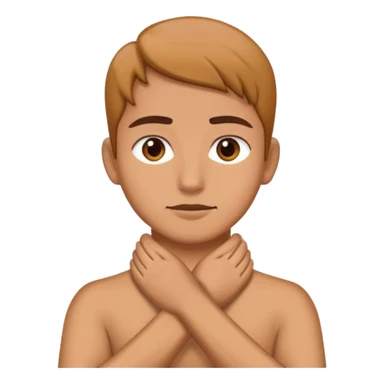 A person with their hands crossed around their neck sticker