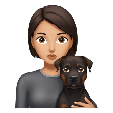 Brunette with a big black amstaff dog sticker