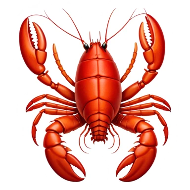 Cinematic bright red rock lobster, detailed hard shell, claws slightly open, freshly cooked, warm glowing tones, rich and indulgent. sticker