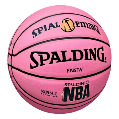 minimalist pink Spalding basketball with simple NBA logo, subtle colorful details, clean design sticker