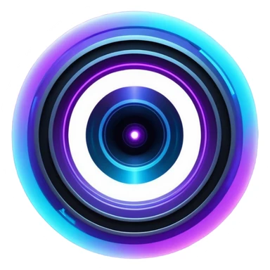 Futuristic camera aperture transforming into a vortex of light rays converging on a glowing product silhouette (e.g., lamp, watch), deep space blue (#0A1A2F) to electric violet (#8A2BE2) gradient with neon cyan (#00FFFF) sticker
