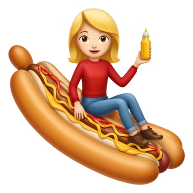 Girl riding a hotdog sticker