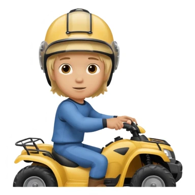 Please make a young blonde boy riding a four wheeler sticker