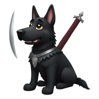 All black German shepherd with sword   sticker
