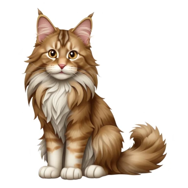 cinematic-[maine coon cat]-realistic-full-body-sitting-emoji,-tail-curled-playfully-around-its-paws,-head-tilted-dramatically,-scruffy-[maine coon]-fur,-simplified-yet-realistic-focused-features,-highly-detailed,-glowing-with-an-almost-sarcastic-glow sticker