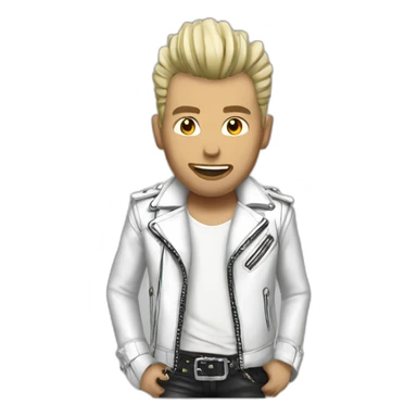 Punk rocker man with white leather jacket sticker