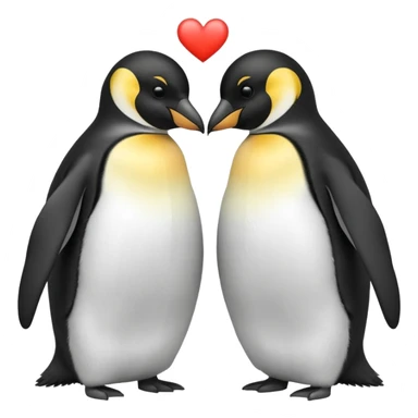 2 emperor penguins facing each other making a heart but no heart emoji added sticker