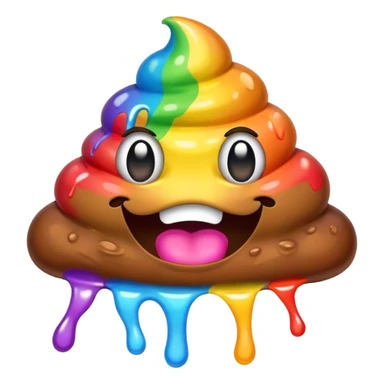 melted rainbow poop emoji monster sticker