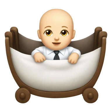 white newborn baby in a business suit lies in a cradle sticker