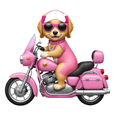 goldren retriever with sunglasses on riding a pink motorcycle  sticker