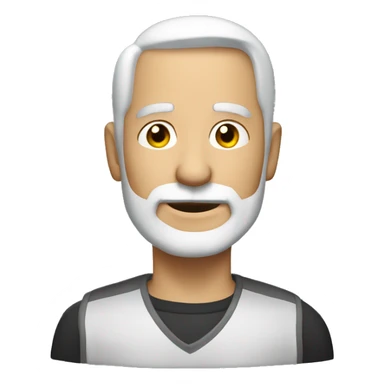 mature man with silver.white buzzed haircut & a goatee sticker