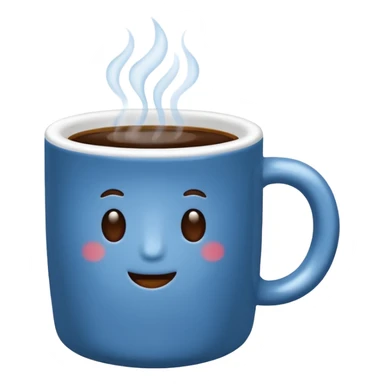 visibly steaming plain blue mug of coffee sticker